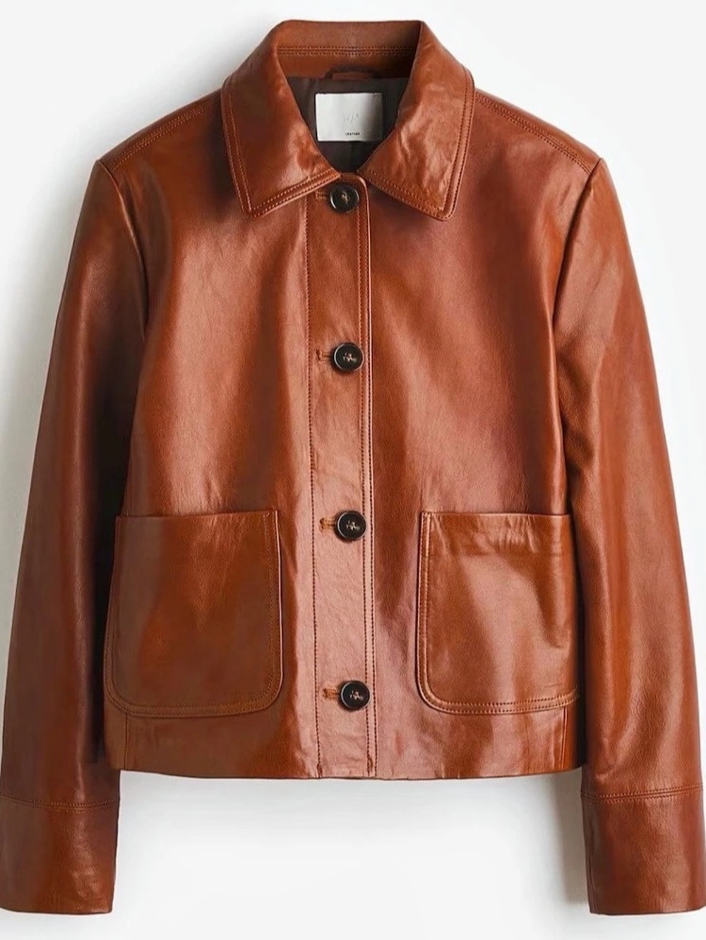 H&M Premium Selection Brown Leather Jacket size Small